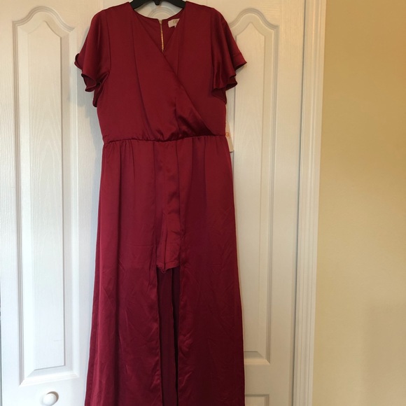 GB Girls Social Red Sateen Walk Through Jumpsuit - Picture 2 of 8